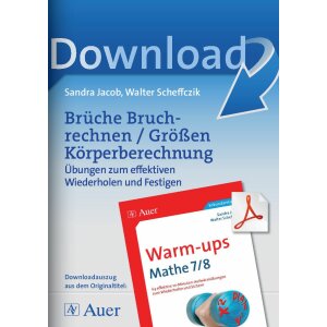 Brüche/Volumen/Quadratzahlen Warm-ups Mathematik Kl....