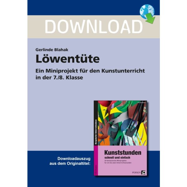 Löwentüte - Miniprojekt für den Kunstunterricht in der 7./8. Klasse
