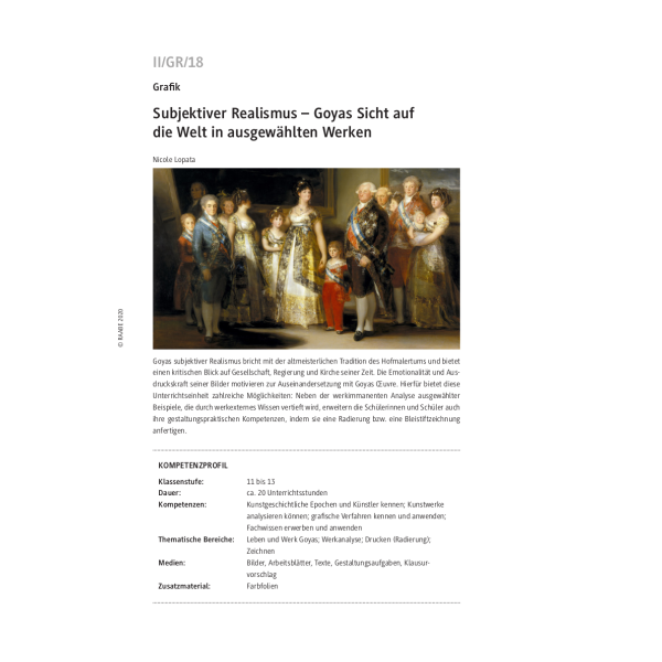 Goyas Sicht auf die Welt in ausgewählten Werken - Subjektiver Realismus