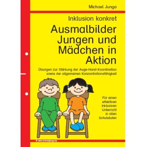 Ausmalbilder - Mädchen und Jungen in Aktion