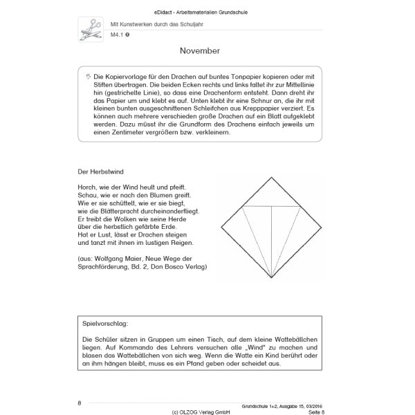 Mit Kunstwerken durch das Schuljahr - Teil 1:  September bis Januar (1. Klasse)