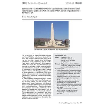 Entrenched: WWI as Experienced and Commemorated in Britain and Germany