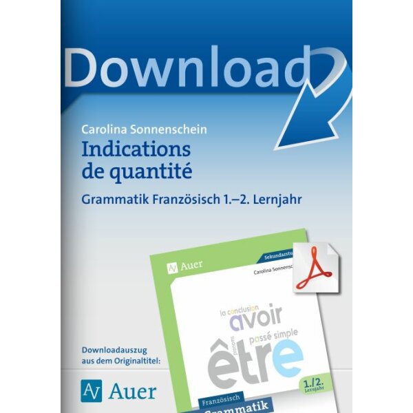 Indications de quantité - Grammatik  1./2. Lernjahr