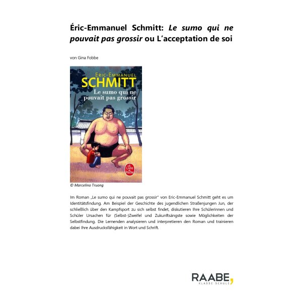 E.-E.Schmitt: Le sumo qui ne pouvait pas grossir ou L`acceptation de soi