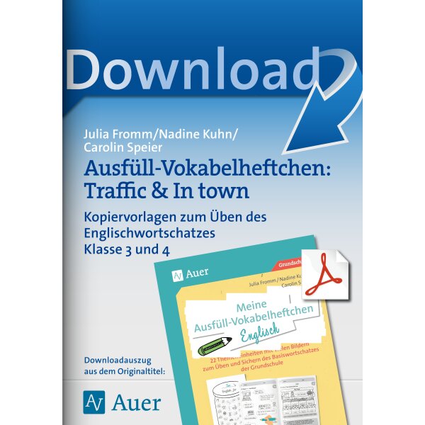 Traffic & In town - Ausfüll-Vokabelheftchen Englisch Klasse 3/4