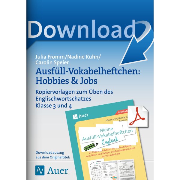 Hobbies & Jobs - Ausfüll-Vokabelheftchen Englisch Klasse 3/4