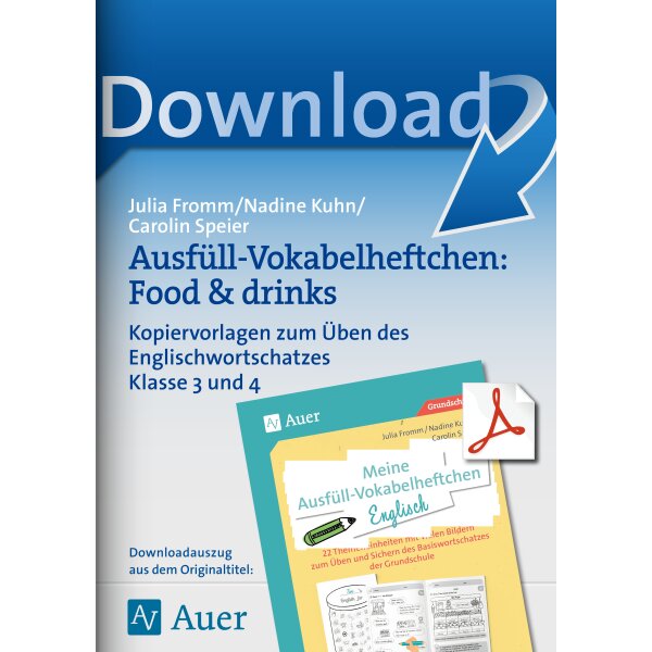 Food and drinks - Ausfüll-Vokabelheftchen Englisch Klasse 3/4