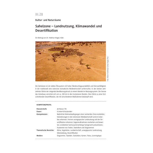 Sahelzone - Landnutzung, Klimawandel und Desertifikation