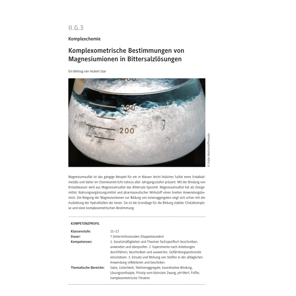 Komplexometrische Bestimmungen von Magnesiumionen in Bittersalzlösungen