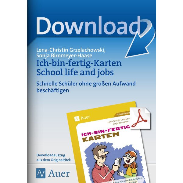 Ich-bin-fertig-Karten: School life and jobs
