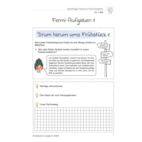 Nachhaltige Themen in Fermi-Aufgaben für Klasse 3/4