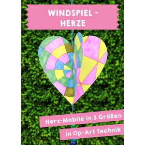 Windspiel basteln - Herzen