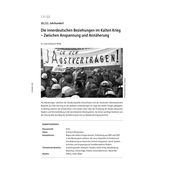 Die innerdeutschen Beziehungen im Kalten Krieg (Klasse 9/10)
