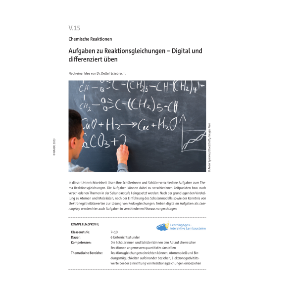 Aufgaben zu Reaktionsgleichungen - Digital und differenziert üben