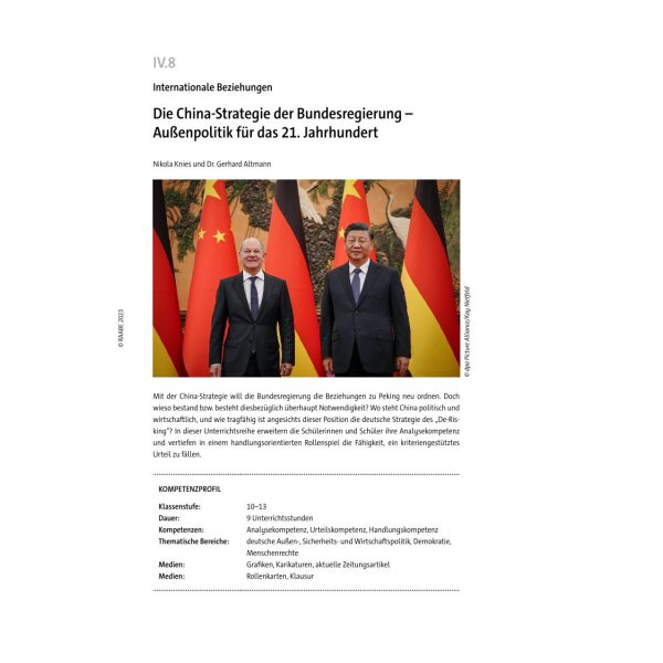 Die China-Strategie der Bundesregierung - Außenpolitik für das 21. Jahrhundert?