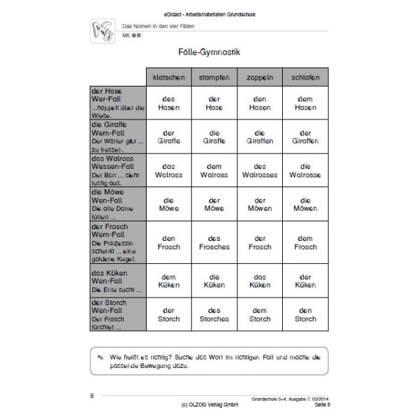 Das Nomen in den vier Fällen (3.-4. Klasse)