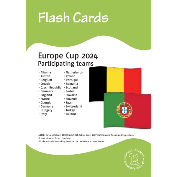 EM 2024 im Englischunterricht: Participating Teams Flash Cards