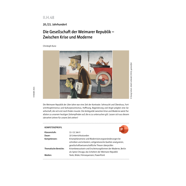 Die Gesellschaft der Weimarer Republik (Klassen  11-13)