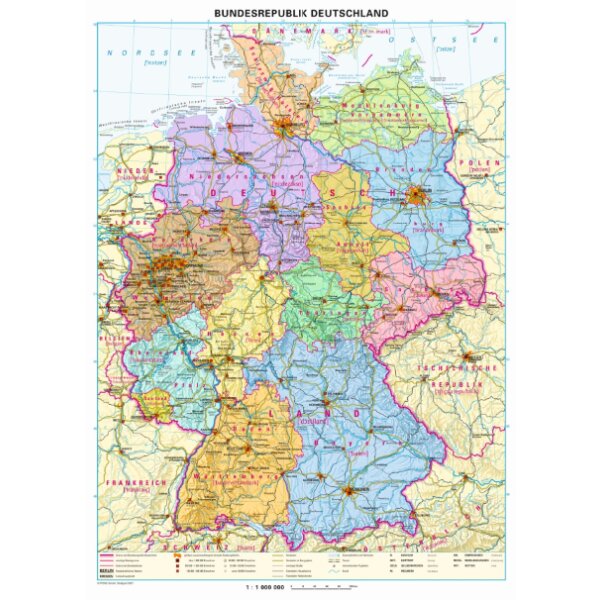 Deutschlandkarte mit Phonetik. Digitale Wandkarte