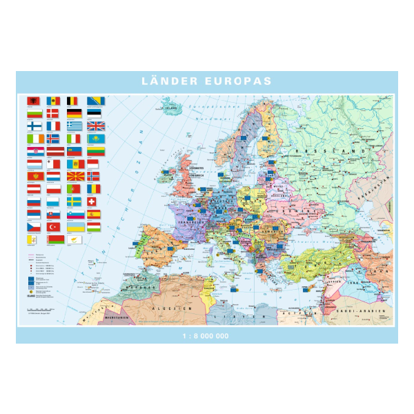 Länder Europas - Digitale (Wand-)Karte