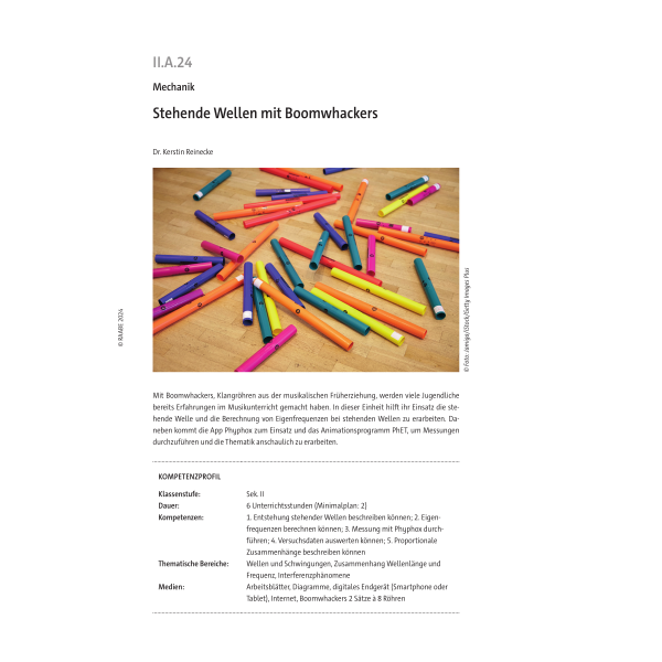 Stehende Wellen mit Boomwhackers - Physik Klasse 11/12