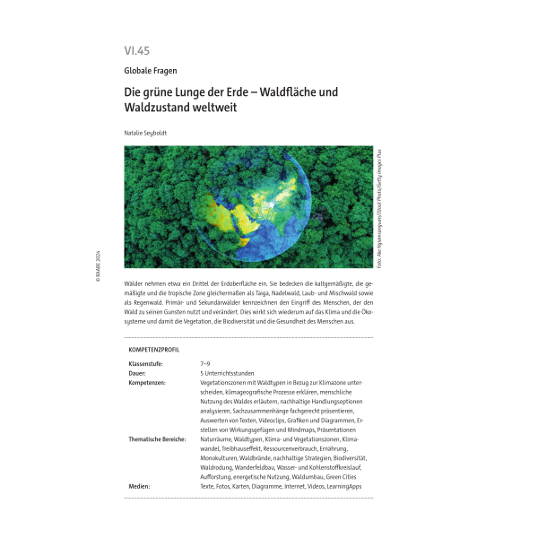 Waldfläche und Waldzustand weltweit - Erdkunde Klassen 7-9