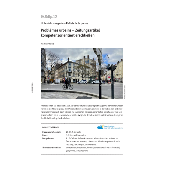 Problèmes urbains - Zeitungsartikel erschließen (5. Lernjahr)