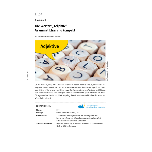 Die Wortart Adjektiv - Grammatiktraining kompakt Klassen 5-7
