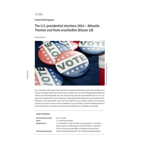 The U.S. presidential elections 2024 - Englisch Klasse 10