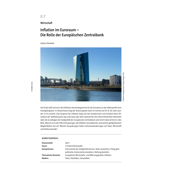 Inflation im Euroraum - Die Rolle der Europäischen Zentralbank
