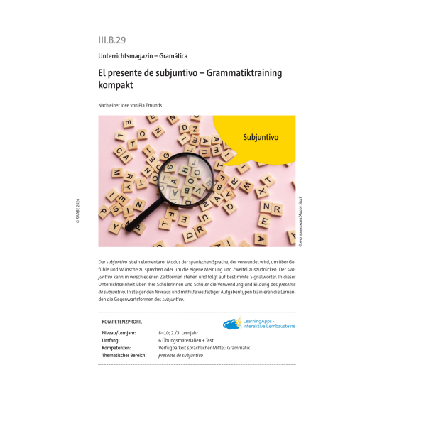 El presente de subjuntivo - Grammatiktraining kompakt