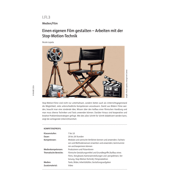 Einen eigenen Film gestalten - Kunst Klassen 7-10