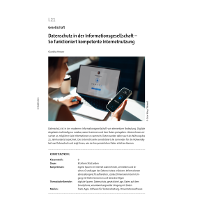 Datenschutz in der Informationsgesellschaft - Klasse 9