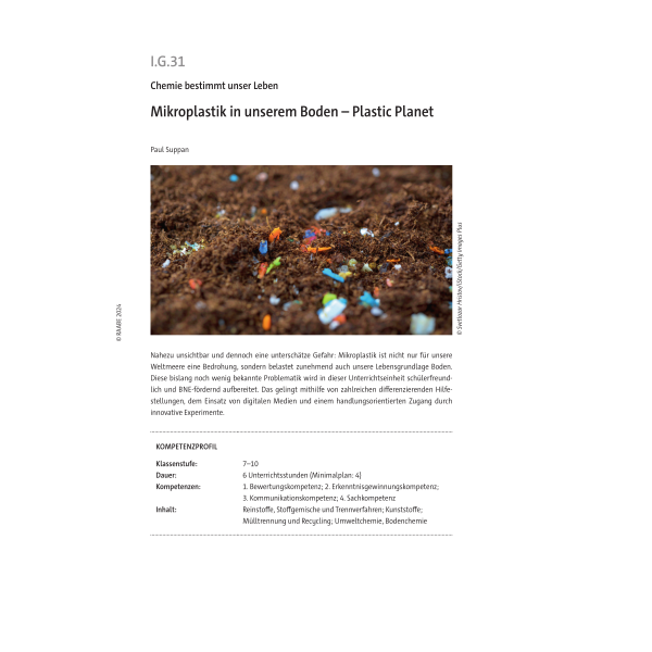 Mikroplastik in unserem Boden - Chemie Klassen 7-10