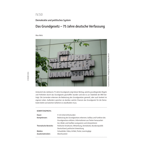 Das Grundgesetz - Unterrichtseinheit Berufliche Schulen