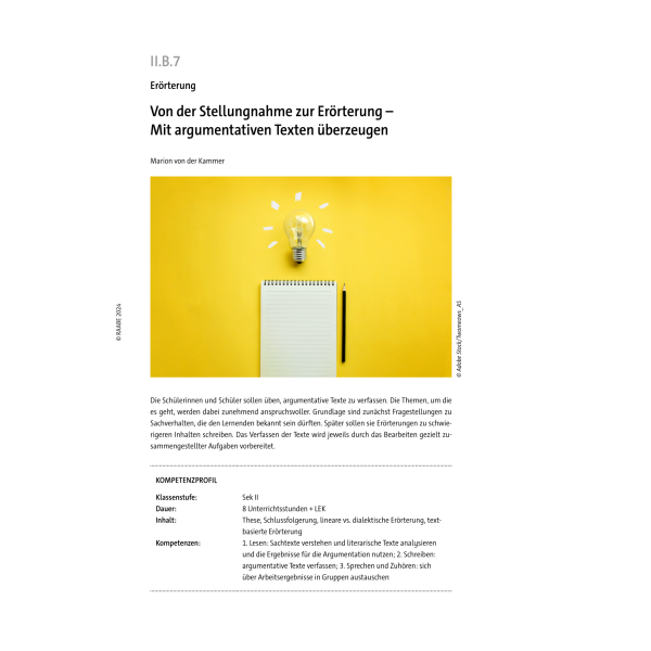 Von der Stellungnahme zur Erörterung - Deutsch SEK II