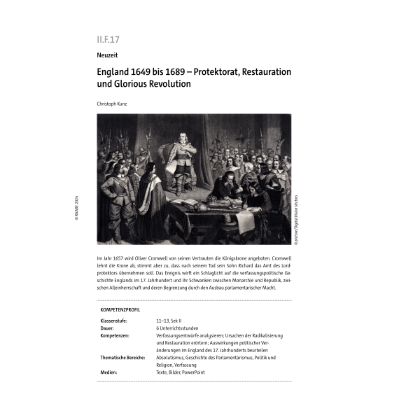 England 1649 bis 1689 - Geschichte SEK II