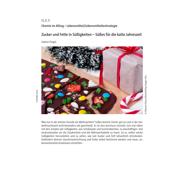 Zucker und Fette in Süßigkeiten Chemie Kl. 9/10