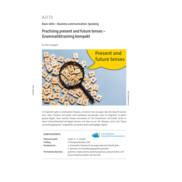 Practising present and future tenses - Grammatiktraining kompakt