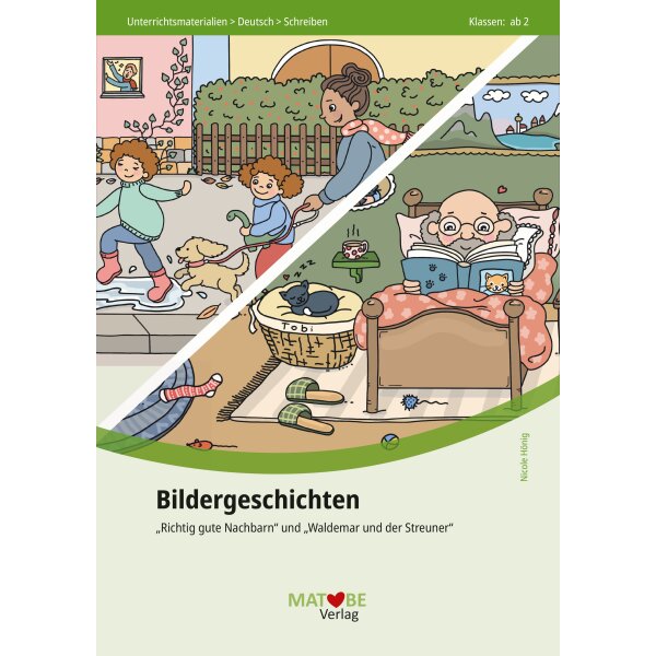 Bildergeschichten mit Aufgaben - Das rosa Haus