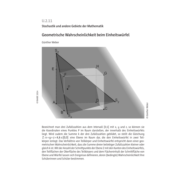 Geometrische Wahrscheinlichkeit beim Einheitswürfel