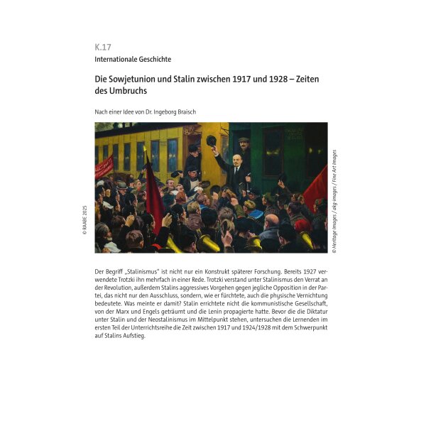 Die Sowjetunion und Stalin zwischen 1917 und 1928 - Geschichte SEK II