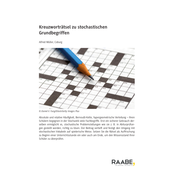 Kreuzworträtsel zu stochastischen Grundbegriffen