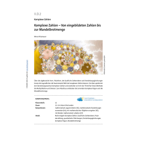Komplexe Zahlen - Von eingebildeten Zahlen bis zur...