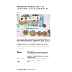 Die aktuelle Rentendebatte 2026 - Kurzeinheit Kl. 12/13