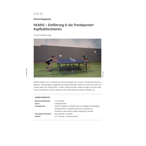 Einführung in die Trendsportart Kopfballtischtennis - HEADIS