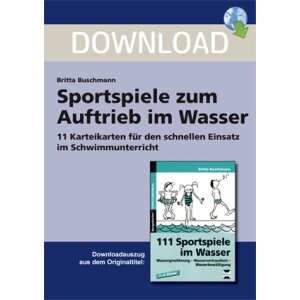 Sportspiele zum Auftrieb im Wasser - 11 Karteikarten...