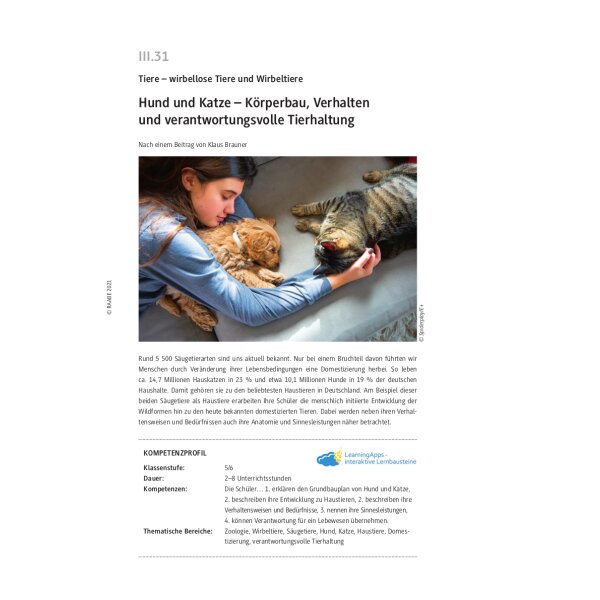 Hund und Katze - Körperbau, Verhalten und verantwortungsvolle Tierhaltung