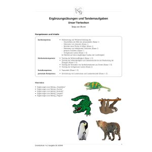 Tierlexikon - Ergänzungsübungen und Tandemaufgaben