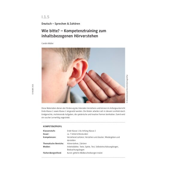 Kompetenztraining zum inhaltsbezogenen Hörverstehen